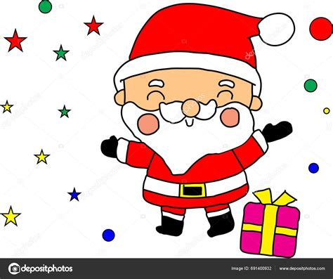 Cartoon Santa Claus Holding Present Smiling Giving Thumbs Christmas