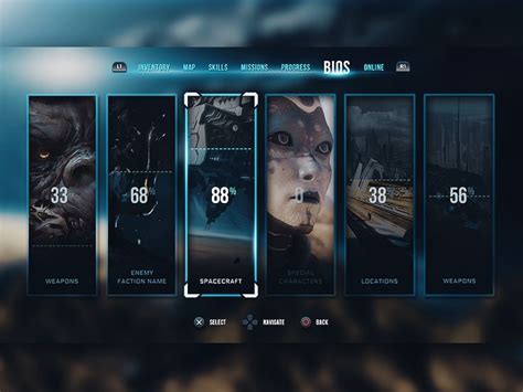 Bios Game Menu Game Concept Art Game Ui Design Game Ui