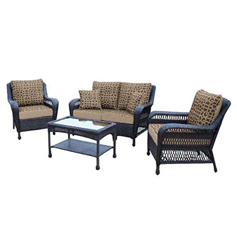 Grand Basket Co 4 Piece Wicker Patio Set W Limited Edition Cushions