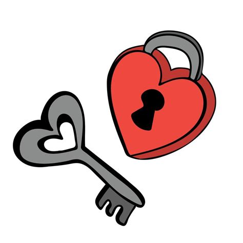 Key And Lock In Heart Shape 16123108 Vector Art At Vecteezy