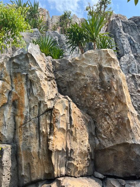 Some Very Big Rocks With Trees In The Background