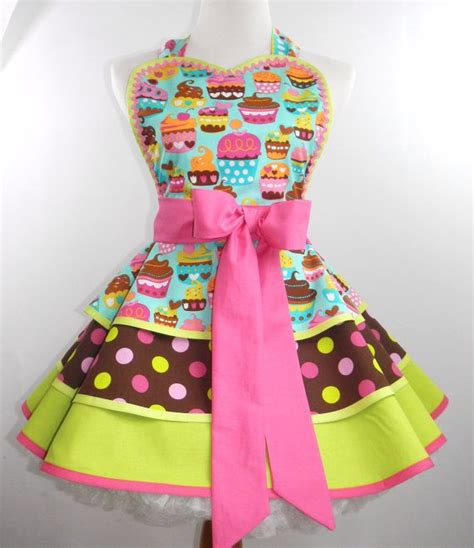 Cupcake Apron Womens Apron Cute Cupcake Apron Retro Apron Etsy