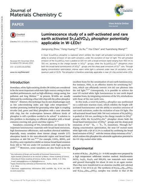 Pdf Luminescence Study Of Self Activated And Rare Earth Activated