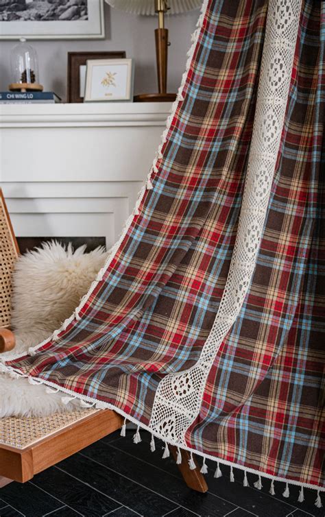 Bungalow Rose Ascot Colored Plaid With Tassel Curtains Cotton Linen