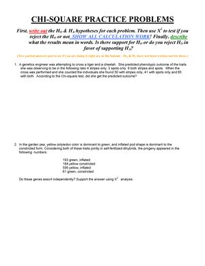 Chi Square Practice 2 Important Chart AICE Biology Chi Square