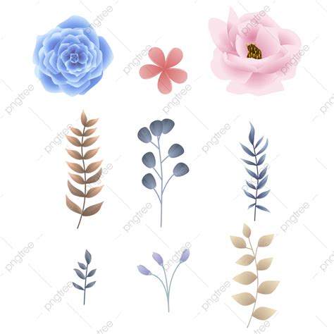 Pink Element Vector Png Images Ic22827 Pink And Blue Flower Elements In Vector Drawing Ic22827