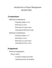 Activity List Docx Introduction To Project Management MGMT 8300