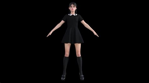 3d Model Wednesday Addams Vr Ar Low Poly Cgtrader