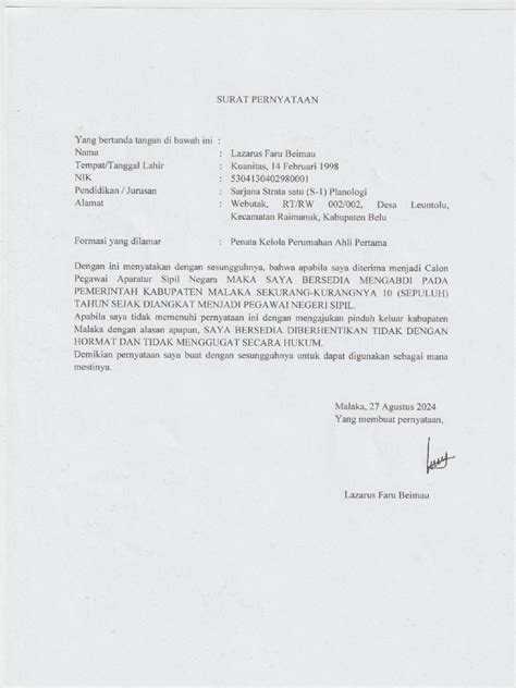 Surat Pernyataan Mengabdi Pdf