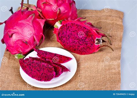 Beautiful Fresh Sliced Red Dragon Fruit Pitaya Stock Image Image Of