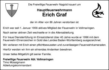 Traueranzeigen von Erich Graf Schwarzwälder Bote Trauer