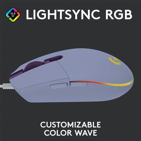 Free Shipping Logitech G203 Lightsync Gaming Mouse Lilac