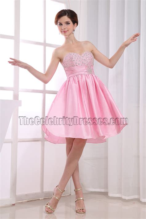 Cute Pink A Line Sweetheart Party Dress Homecoming Dress Thecelebritydresses