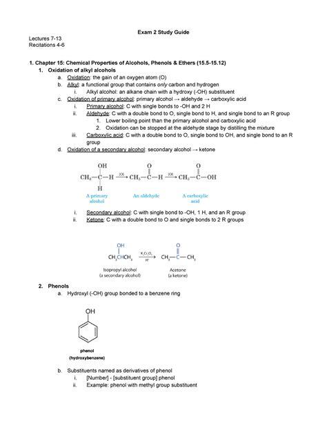 Chem Exam 2 Study Guide Exam 2 Study Guide Lectures 7 Recitations 4