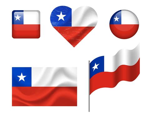 Chile Flag Set Of Icons Flag Of Chile Symbol Set Of Chile Flags