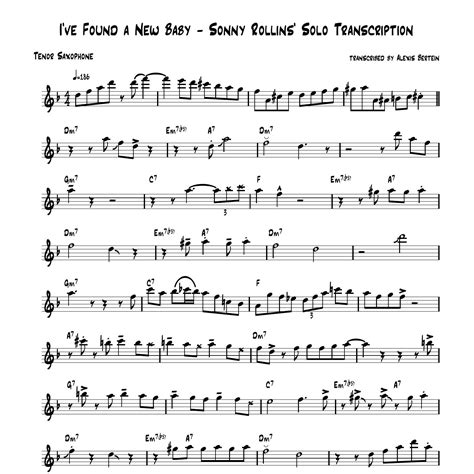 I Ve Found A New Baby Sonny Rollins Solo Transcription Pdf Docdroid