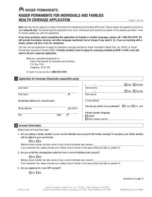 Fillable Online Note Use This Form To Apply For A Kaiser Permanente