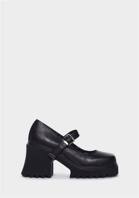 Lamoda Vegan Leather Platform Heel Mary Janes Black Dolls Kill