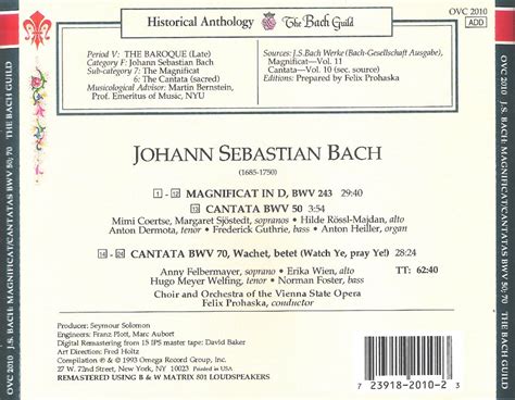 Cantata Bwv Details Discography Part Complete Recordings