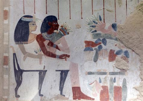 North Wall Fresco Of Nakht And Tawy Seated Before The Table Of