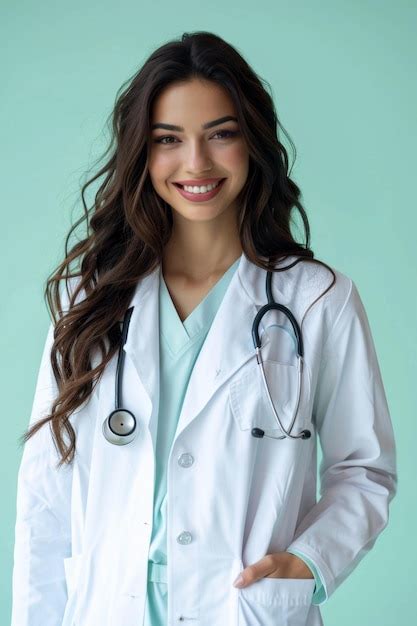 Portrait Of A Smiling Female Doctor Wearing A White Coat And