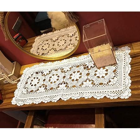 Amazon Janef White Handmade Crochet Cotton Table Runner Lace