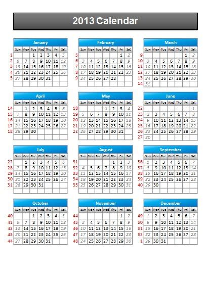 Simple 2013 Calendar Powerpoint Template Powerpoint Presentation