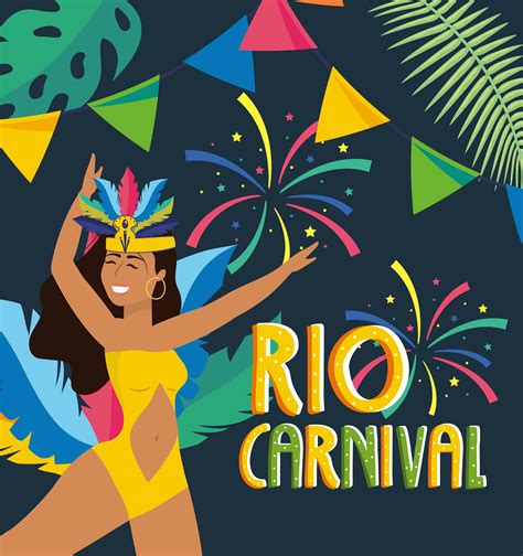 Rio Carnival Poster With Female Dancer In Costume With Banner 672206