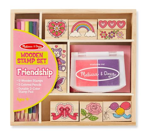 Melissa And Doug Wooden Stamp Set Friendship 9 Stamps 5