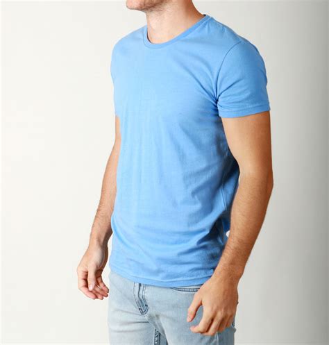 New Mens Basic Crew Neck Tees Cotton Plain T Shirts Casual Slim Fit Tee