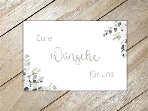 Hochzeit Wunschkarten W Nsche F R Das Brautpaar Gr N Wei