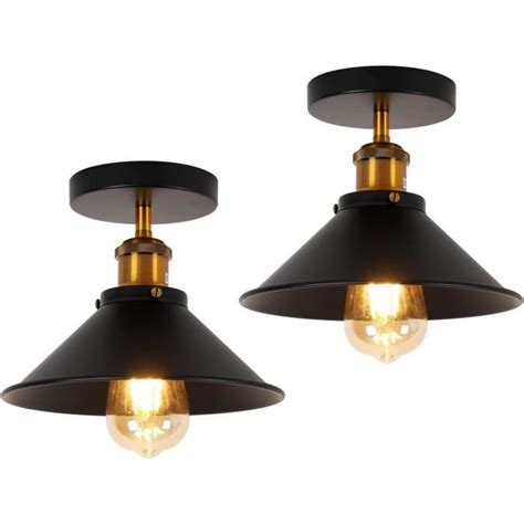 Pack Plafonnier Vintage Retro Industriel Plafond Abat Jour En M Tal