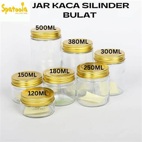 Promo Botol Kaca Jar Kaca Silinder Bulat Tutup Aluminium Aneka Ukuran