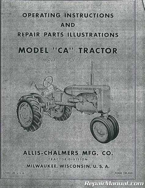 Allis Chalmers CA Tractor Operators Manual