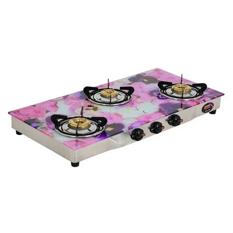 3 BURNER GLASS TOP GAS STOVE FLAMINGO FLORA VH 3B 303 GT At Rs 6933