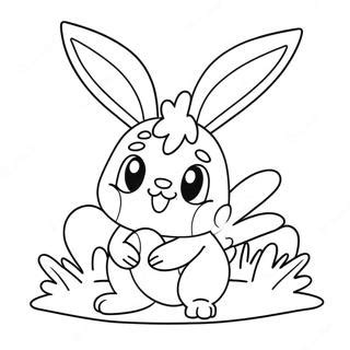 Cute Scorbunny Playing With A Ball Coloring Page 24833 19614