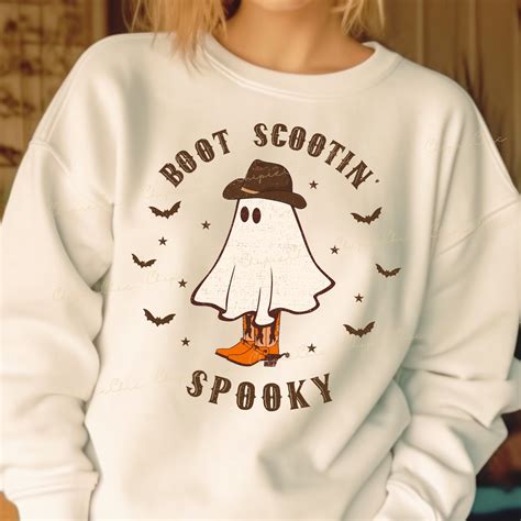 Boot Scootin Spooky Png Svg Vintage Ghost Halloween Svg Png Etsy