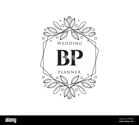 Bp Initials Letter Wedding Monogram Logos Collection Hand Drawn Modern