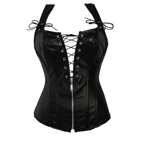 Uuszgmr Womens Shapewear Female Gothic Pu Corset Self Tie Waist Underbust Corset Vest Tank