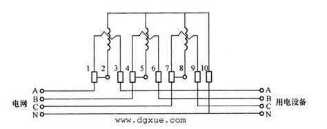 三相四线制有功电表测量三相电能接线电路图电工学网