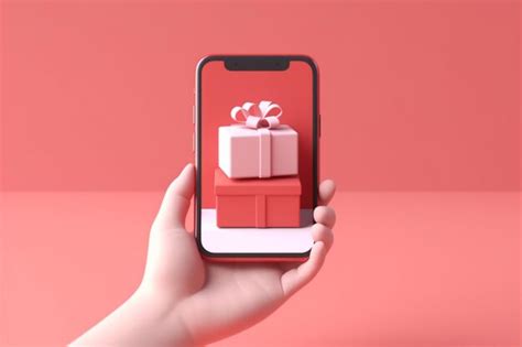 Premium Ai Image Someone Holding A Phone With A Gift On It And A Pink