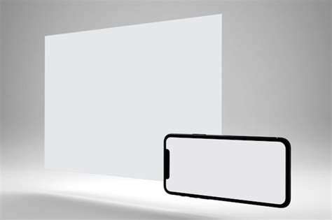Premium Photo Phone 11 And Flyer Right Side Isolated In Grey Background