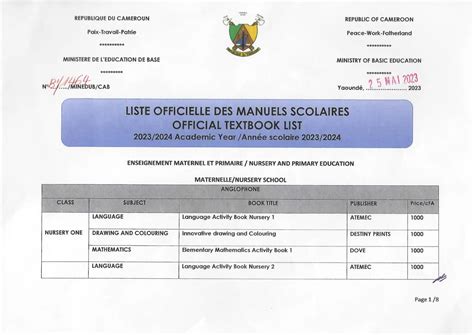 Liste Officielle Des Manuels Scolaires Et Leurs Prix