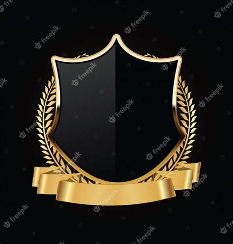 Premium Vector Gold And Black Shield With Gold Laurels Frame Logo