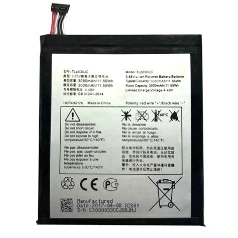 Replacement Rechargeable 3000mah 3080mah Tlp030jc Battery For Alcatel