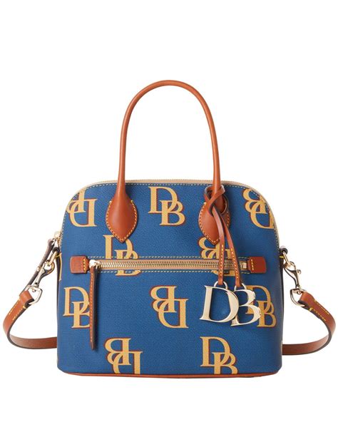 Dooney Bourke Cotton Monogram Domed Satchel In Taupe Blue Lyst