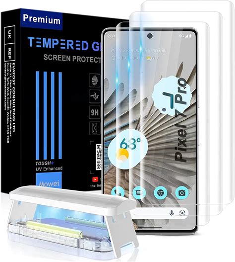 Mowei 3 Pack For Google Pixel 7 Pro Screen Protector Fully Support