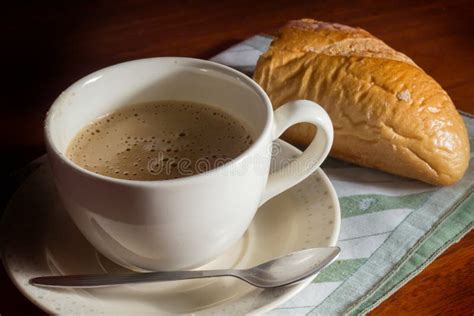 Coffee With Bread Stock Photo Image Of Latte Paper 34571286