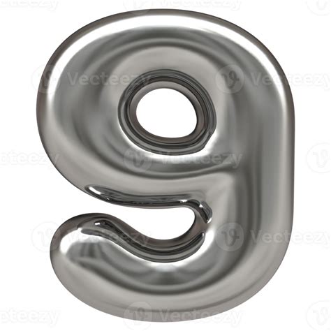 Silver 3d Number 9 46643058 Png