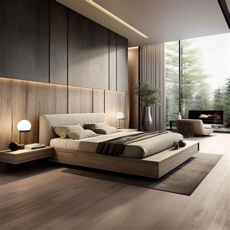 Premium AI Image Elegance In Simplicity The Modern Minimalist Bedroom